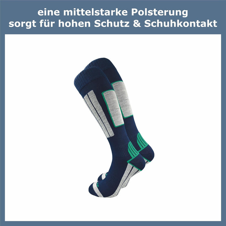 GAWILO Herren Skisocken mit Polsterung (4er-Pack) 20% wärmende Wolle 43-46 Blau, 43-46 Blau