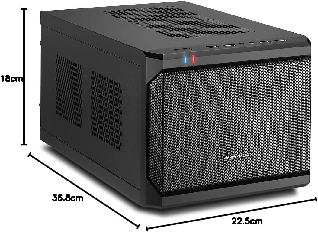 Sharkoon QB One PC-Gehäuse (Mini-ITX, 2X 2,5/3,5 interne, 2X USB 3.0/2.0),Schwarz