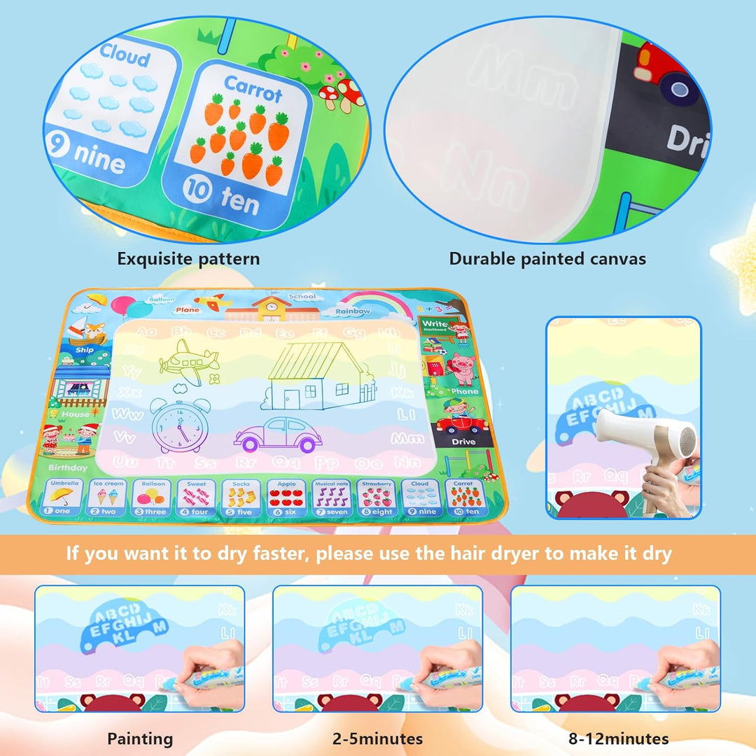 LEcylankEr Wasser Doodle Matte 120x90cm, Gross Aqua Doodle Wassermalmatte XXL, Magic Doodle Malmatte