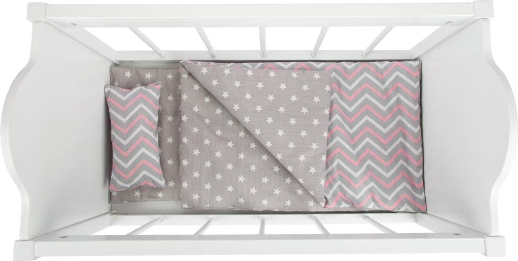 small foot Puppengitterbett aus Holz, mit weicher Matratze, Bettdecke, Kissen und Bettwäsche, ab 3 J