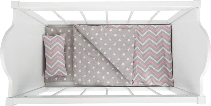 small foot Puppengitterbett aus Holz, mit weicher Matratze, Bettdecke, Kissen und Bettwäsche, ab 3 J