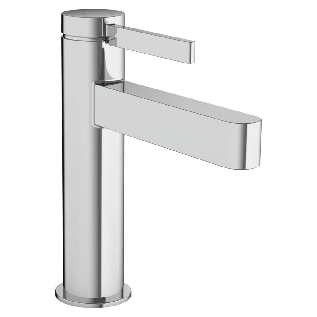 hansgrohe Waschtischarmatur Finoris, Wasserhahn Bad mit Auslauf Höhe 110 mm, mit Zugstange, Badarmat
