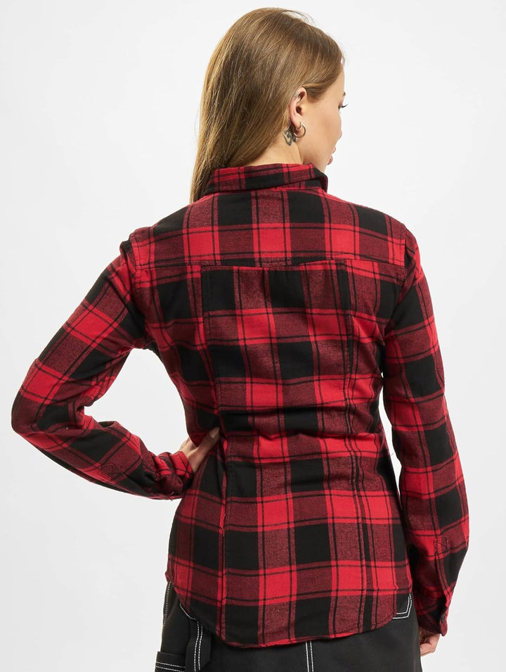Brandit Amy Flanell Checkshirt Girl-Hemd, M Rot-schwarz