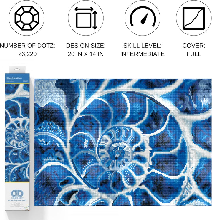 Diamond Dotz DD9-057 Blue Nautilus, ca. 51,5 x 37 cm gross, Diamond Painting, Malen mit Diamanten, f