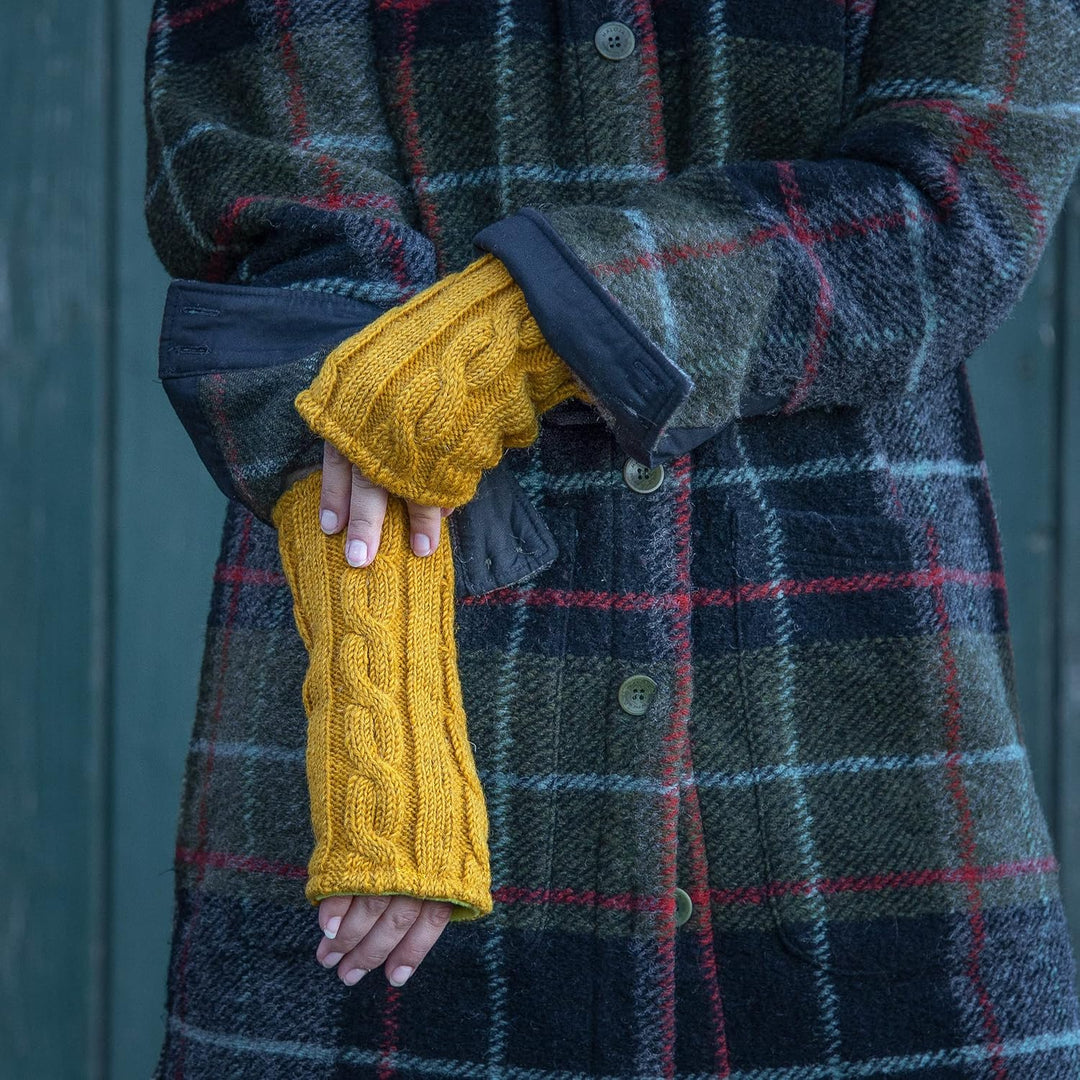 McRon Damen Gestrickte Pulswärmer Modell Emily Naturhellgrau, Naturhellgrau