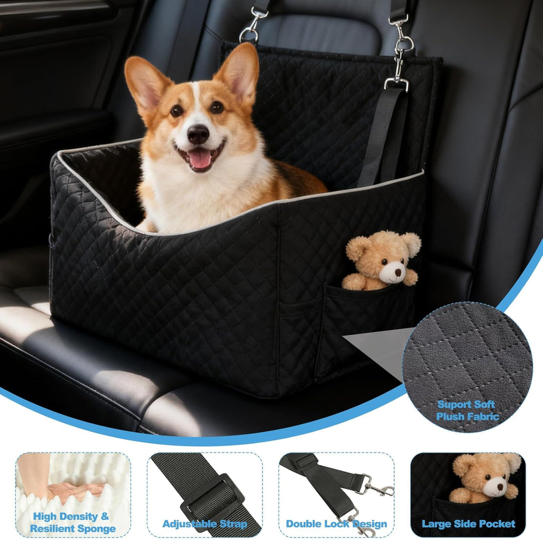 Hunde Autositz für Kleine Mittlere Hunde, Hundesitzerhöhung mit dickem Polster, Autositz Hund Rückba