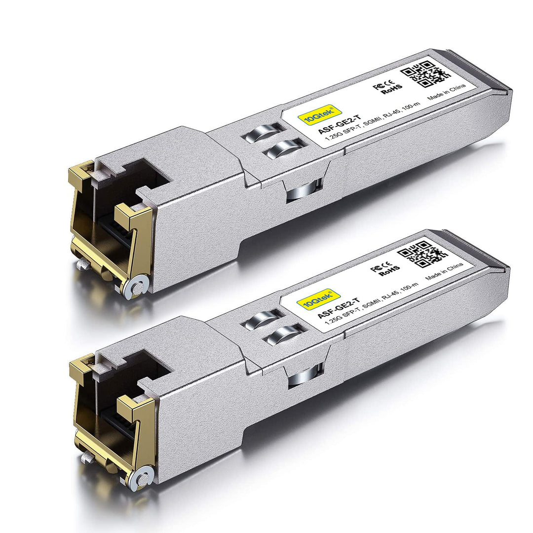 [2 Stück] 10/100/1000Base-T SFP RJ45 Modul, Auto-Negotiation Kupfer Mini-Gbic Transceiver Kompatibel