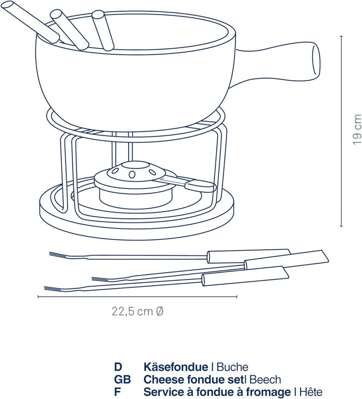 Kela 361306 Käsefondue-Set, Natürliches Design, 10-teilig, Feuerfeste Keramik, Käsefondue-Set Natura