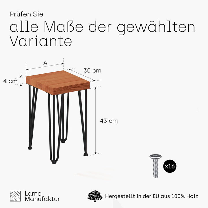 LAMO Manufaktur Hocker Beistelltisch Sitzbank 30x40x47 cm, Möbelfüsse Creative Schwarz/Dunkel, LSB-0