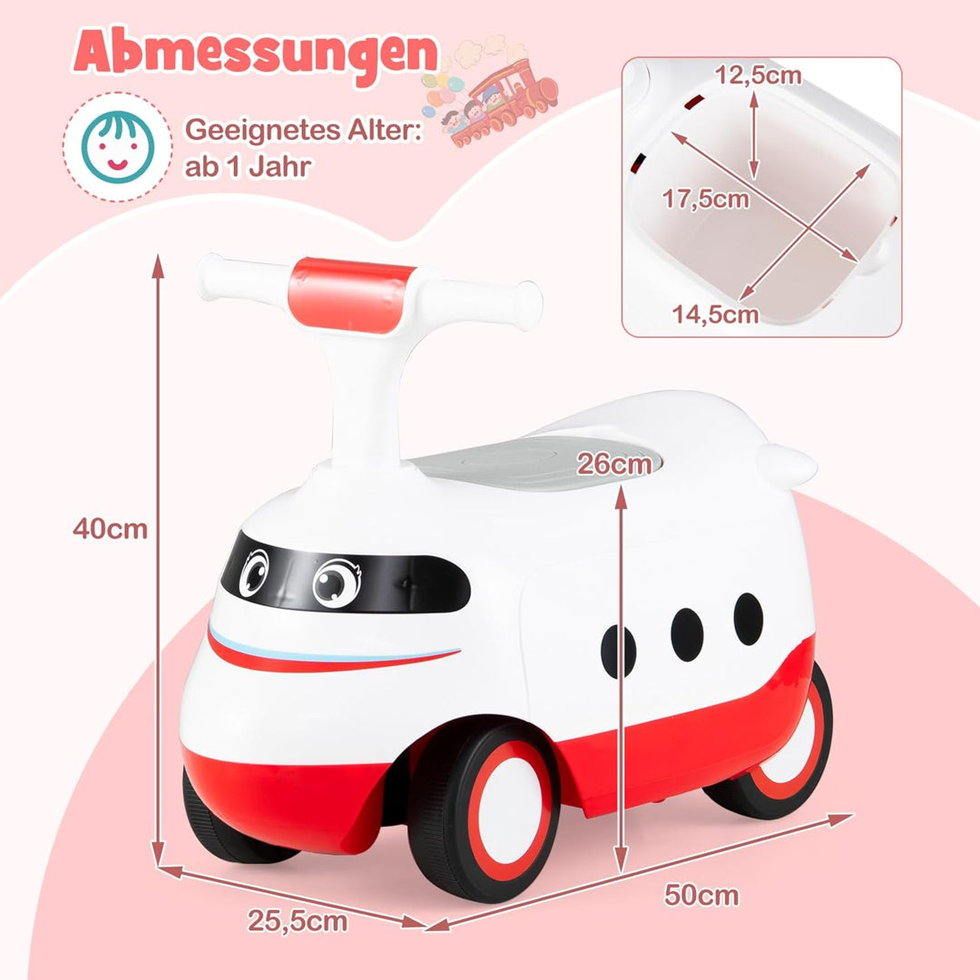 COSTWAY Rutschauto, Rutschfahrzeug mit Hupe & Stauraum unter dem Sitz, Schiebauto in Lokomotive, Rut