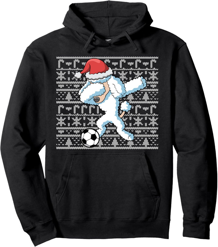 Dabbing Poodle Santa Dog Ugly Christmas Pattern Gift Pullover Hoodie