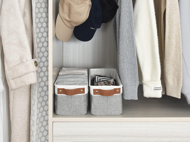 StorageWorks Schmale Aufbewahrungskorb Bad, Robuste Schrank Organizer, Körbe Aufbewahrung mit Griffe