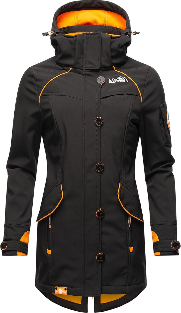 MARIKOO Damen Outdoor Parka Kurzmantel Outdoor Mantel wasserdicht mit Kapuze Soulinaa XS Schwarz, XS