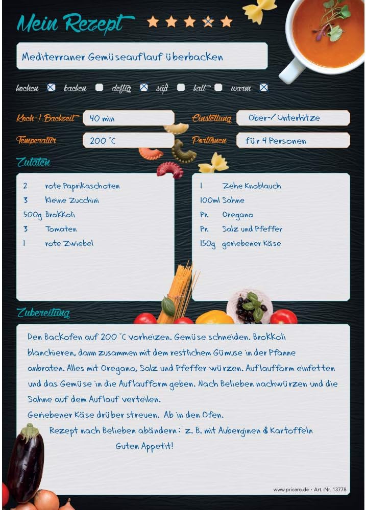 PRICARO Rezeptordner mit Rezeptblock "Buon Appetito", A4