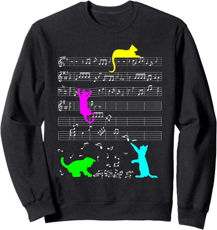 Niedliche Katze Musik Kätzchen Musiker Noten Sweatshirt
