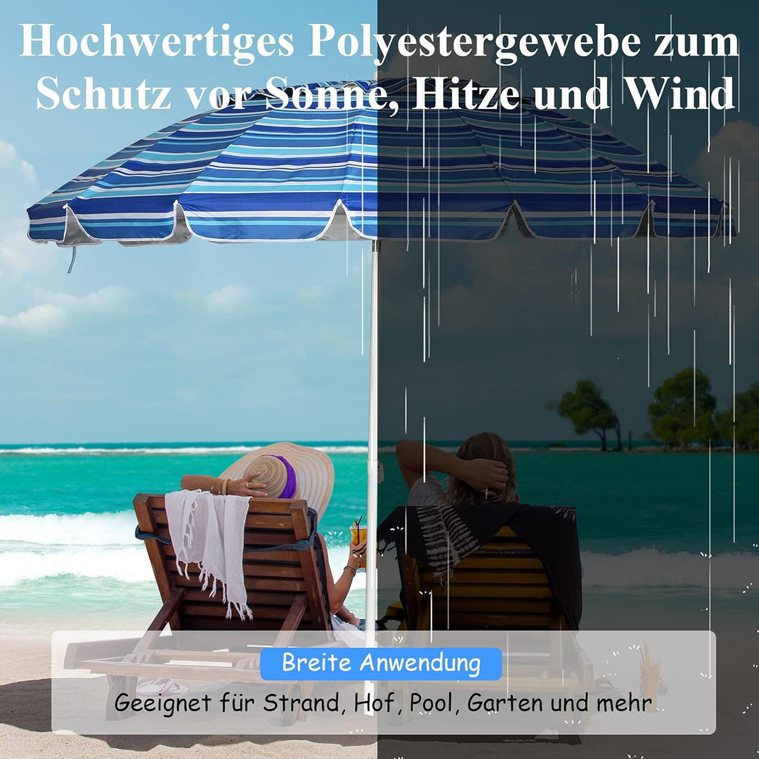 GOPLUS Strandschirm, Sonnenschirm um 30° knickbar, Gartenschirm UV 50+, Tischschirm mit Bodenhülse,