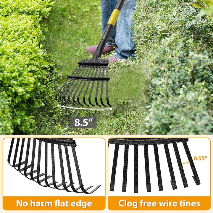 Rechen, Gartenlaubrechen Set - mit 32 Gallonen Laubsäcken und 2 Laubschaufeln, 238cm Laubrechen mit