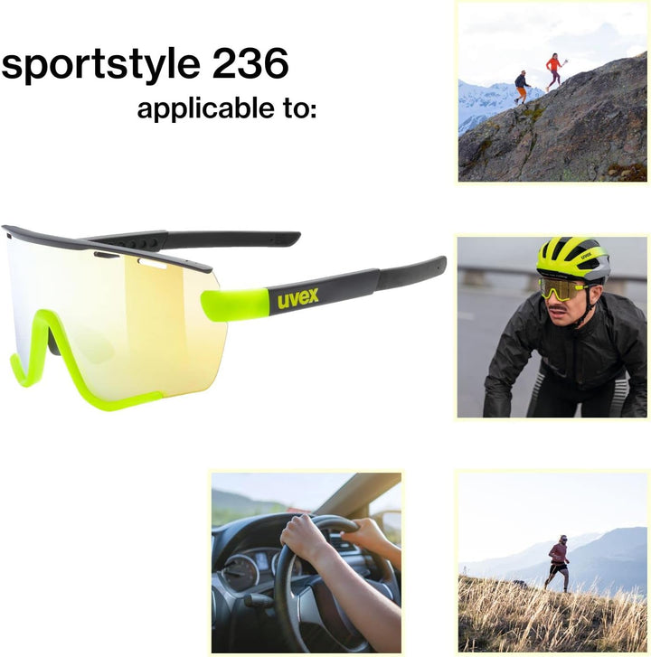 uvex Unisex Sportstyle 236 Set Sportbrille (1er Pack) Einheitsgrösse black yellow matt/yellow, Einhe