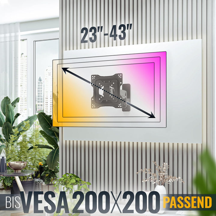 RICOO TV Monitor Wandhalterung Schwenkbar Gasdruckfeder für 23-43 Zoll, Universal TV Halterung S4322