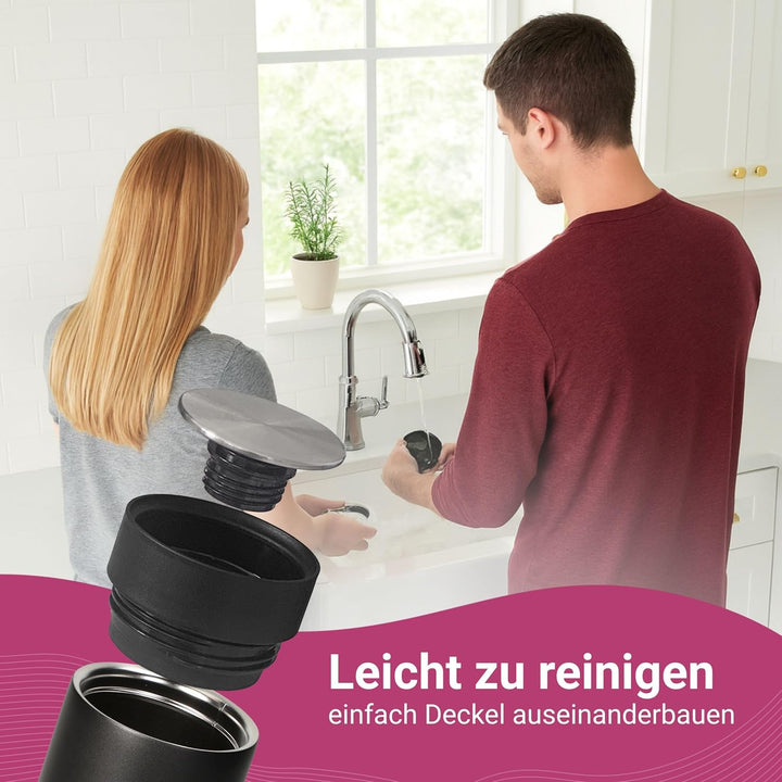 Edelstahl Thermobecher personalisiert – 100% auslaufsicherer & thermoisolierter Kaffeebecher – 450 m
