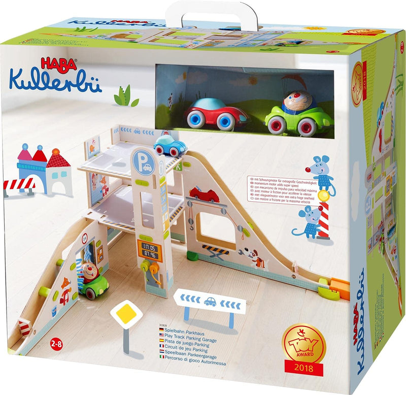 HABA 303828 - Kullerbü Spielbahn Parkhaus | Holzkugelbahn und Motorikspielzeug von 2-8 Jahren | Mit