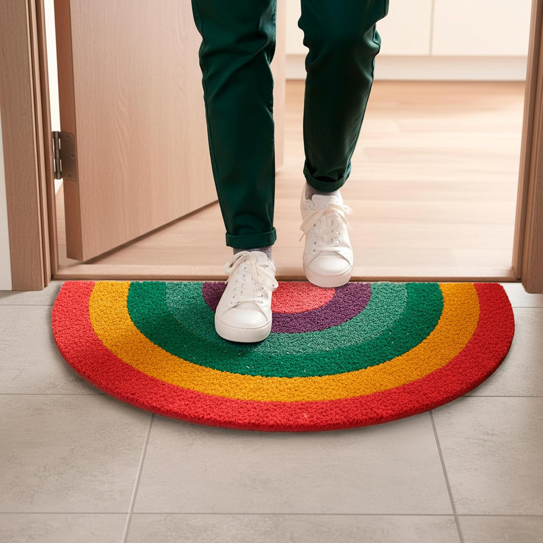 Fisura - Fussmatte aussen Regenbogen aus Kokosnuss mit Rutschfester PVC-Rückseite. Lustige Welcome F