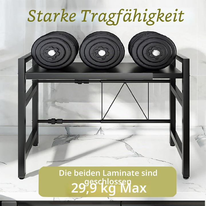 Braozaiw Mikrowellen-Regal, 2-stöckig, erweiterbar, mit 6 Hockern, Topfpfannen-Grill-Aufbewahrungsre