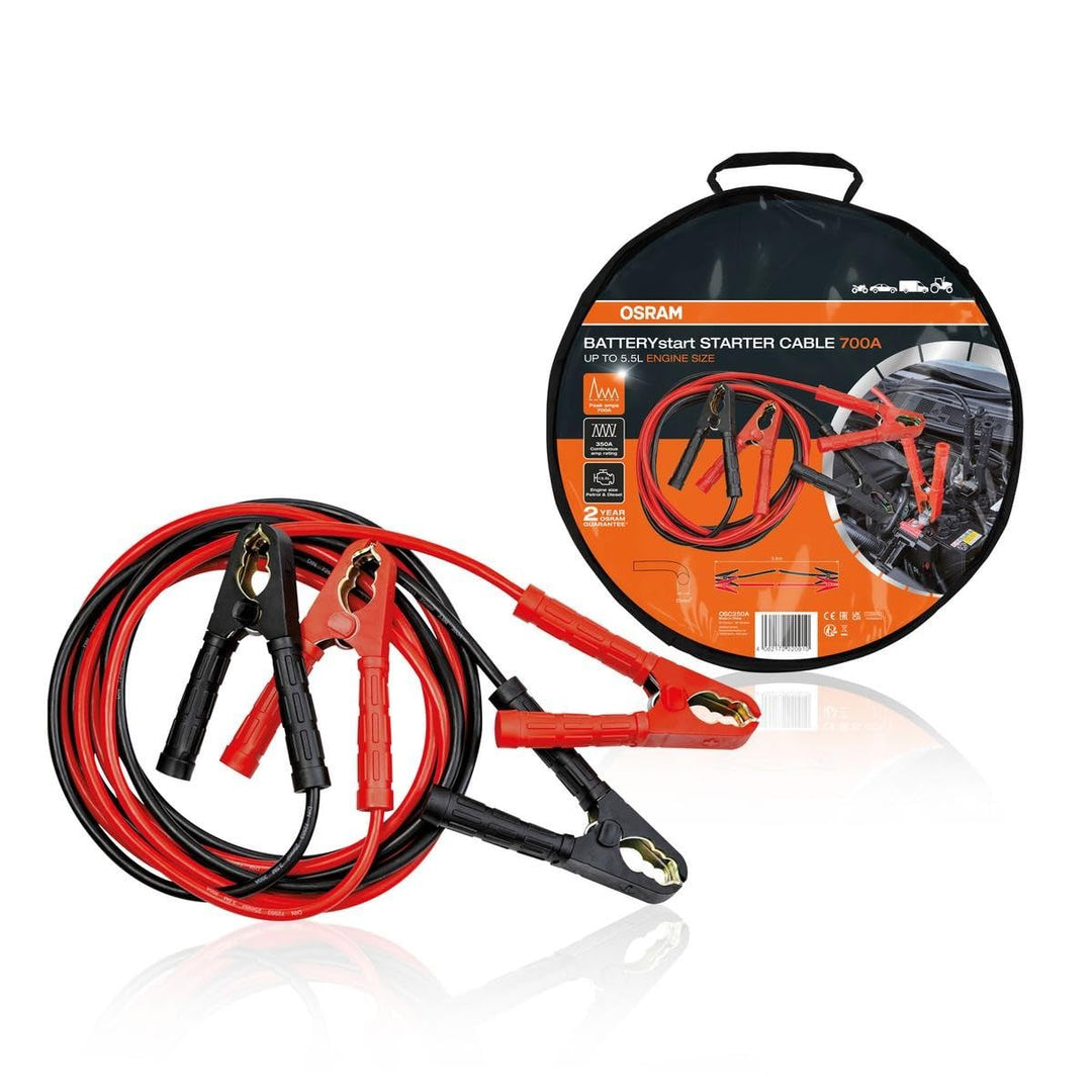 OSRAM STARTER CABLE 700A, Starthilfekabel für Benzin- & Dieselmotoren, 12/24V, OSC250A, Überbrückung