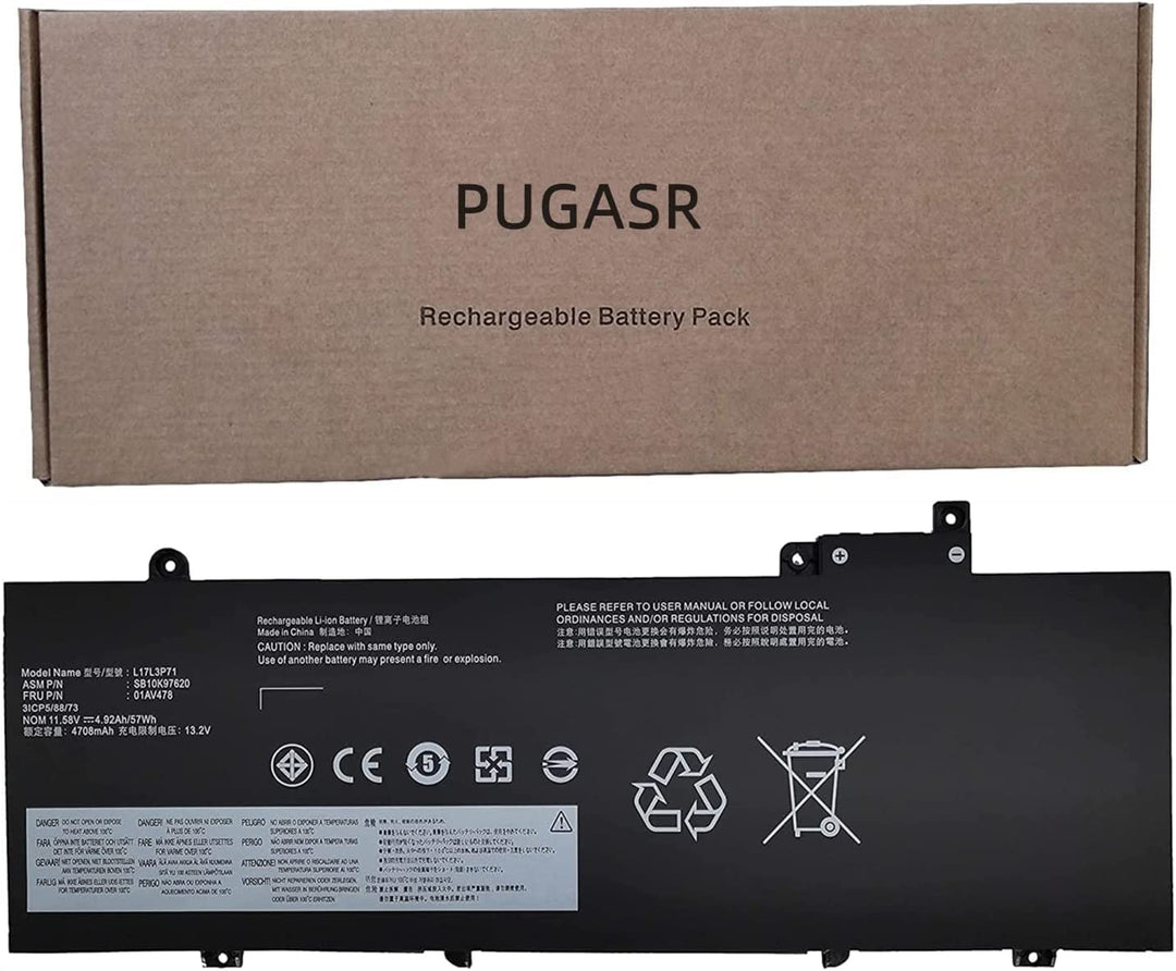 PUGASR L17L3P71 01AV478 Laptop Akku Kompatibel mit Lenovo ThinkPad T480s Series L17M3P71 L17M3P72 01