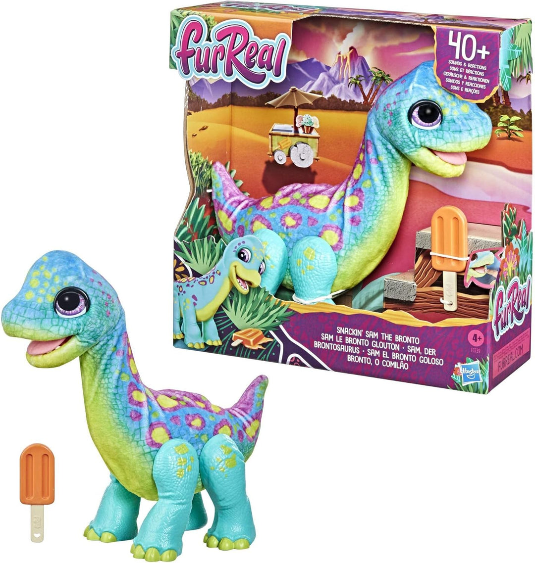 Hasbro furReal Sam, der Brontosaurus interaktives Animatronik-Plüschspielzeug, 40+ Geräusche und Rea