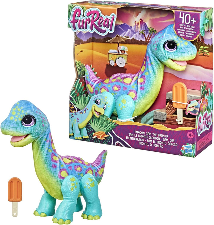 Hasbro furReal Sam, der Brontosaurus interaktives Animatronik-Plüschspielzeug, 40+ Geräusche und Rea