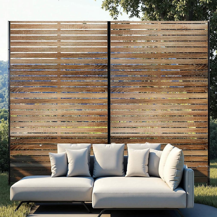 Paravent Outdoor, 120x180cm Freistehender Sichtschutz aus Stahl, Windschutz für Terrasse und Garten,