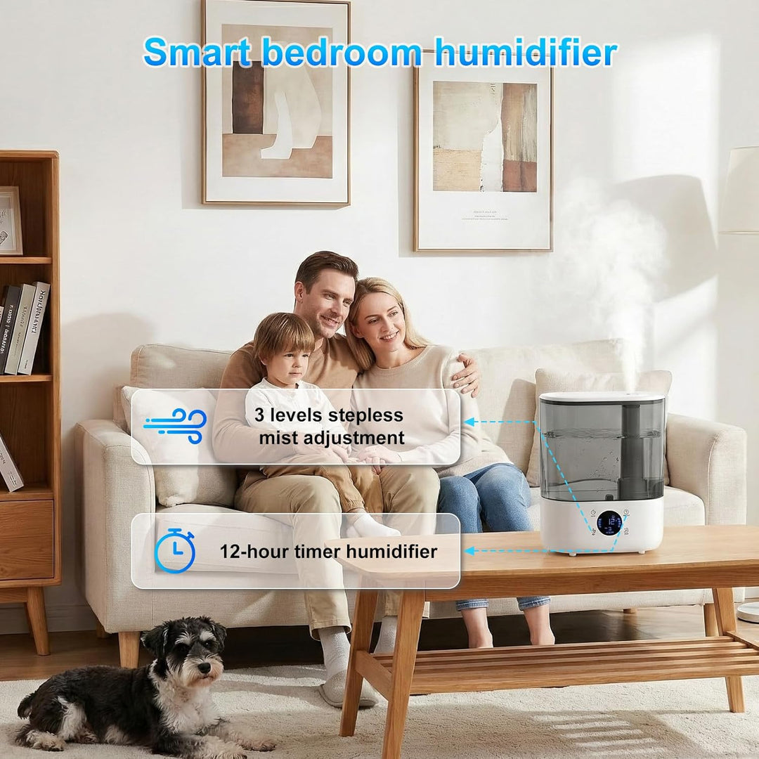 Luftbefeuchter für Räume 5.5L,GuKKK Luftbefeuchter Schlafzimmer Top-Fill, 28dB Leise Air Humidifier