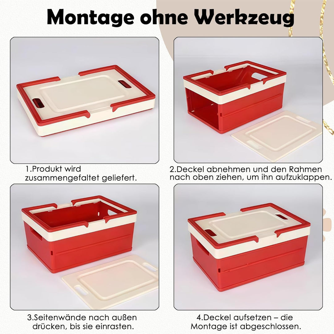 Aufbewahrungsbox Kinder, Spielzeugkiste mit Deckel, Klappbox 34,6 x 24,4 x 18,5 cm -Stabiler Aufbewa
