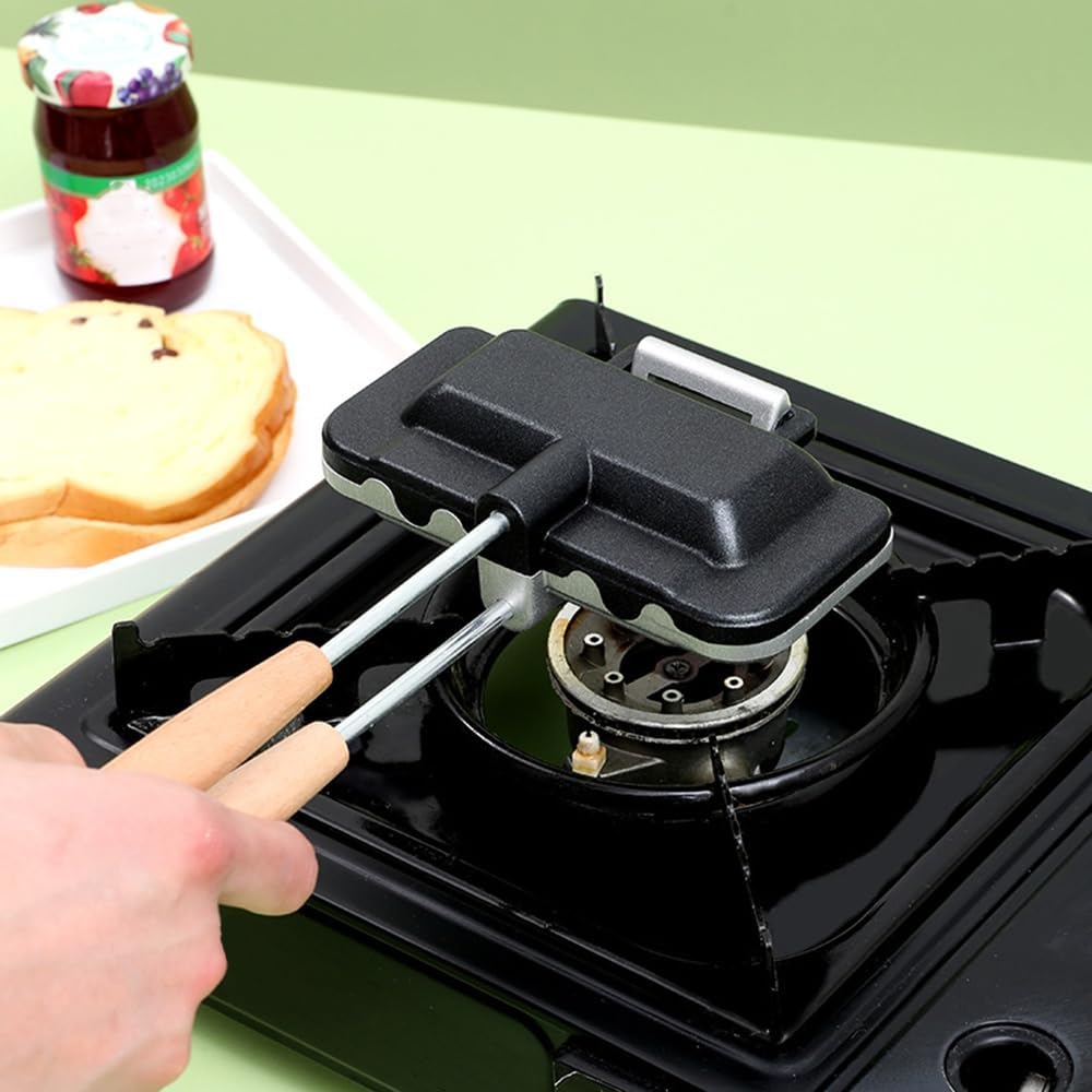 Kuchenbereiter, Doppelseitige Sandwich Backform, Toastpfanne Herdplatte Frühstückskuchenkocher aus A