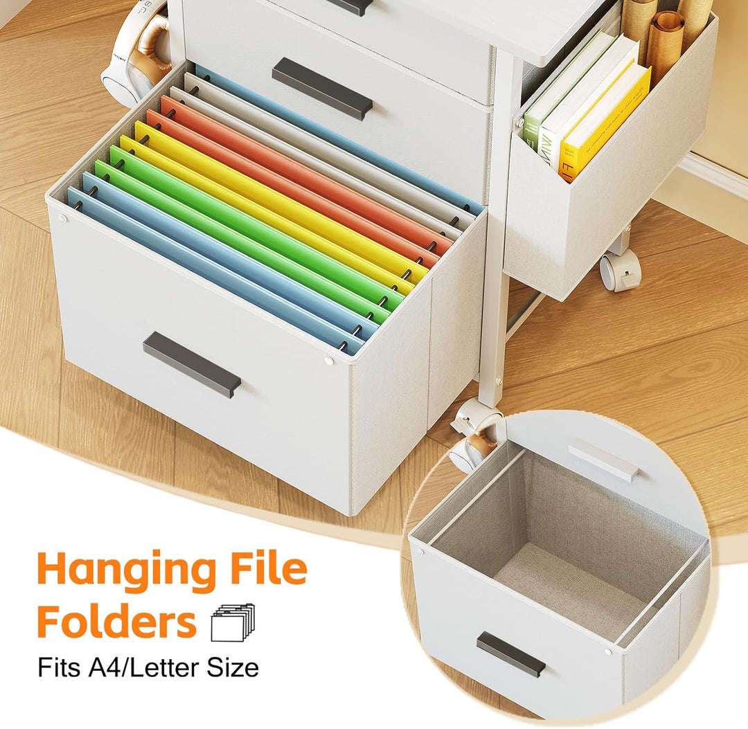Rollcontainer, Aktenschrank, mit 3 Schubladen und Rollen, für Dokumente in DIN A4, Letter-Format, Dr