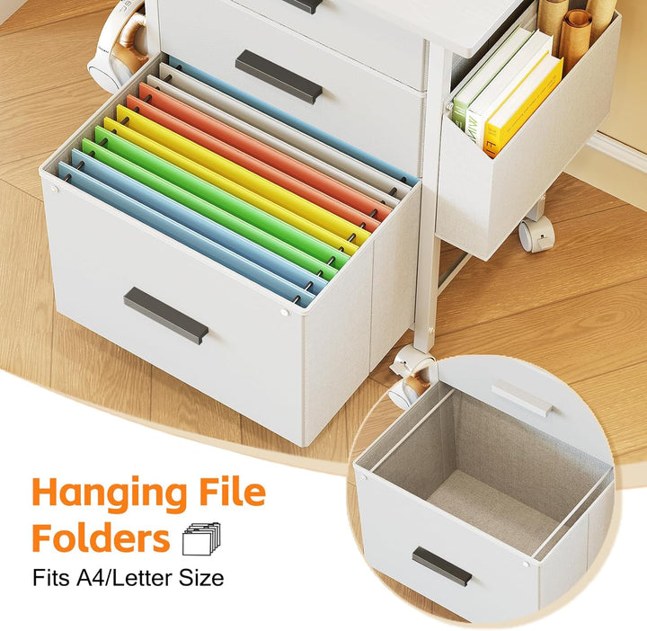 Rollcontainer, Aktenschrank, mit 3 Schubladen und Rollen, für Dokumente in DIN A4, Letter-Format, Dr