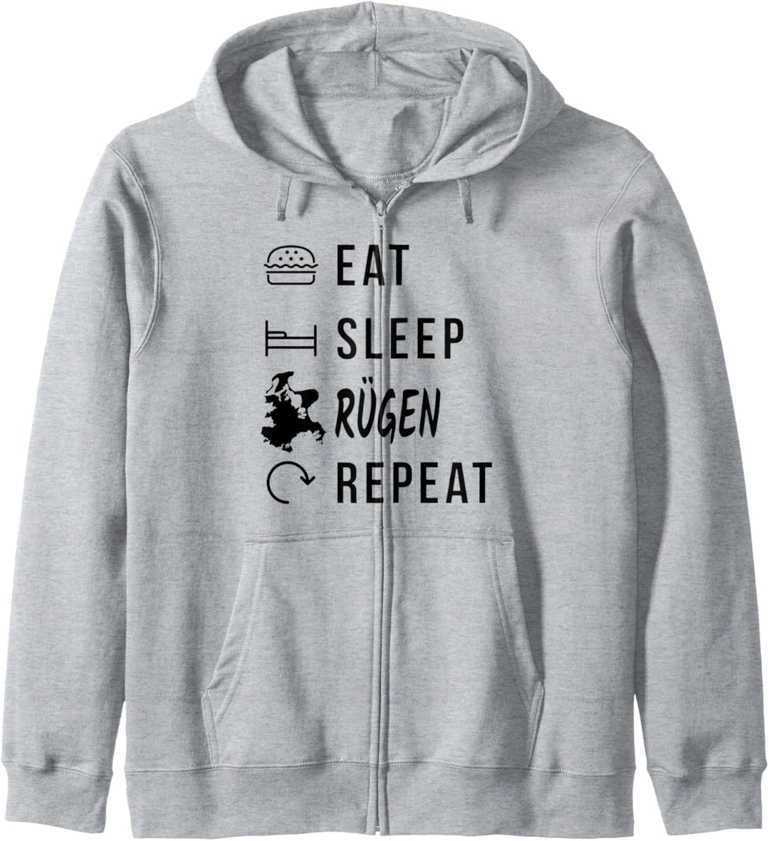Rügen Eat Sleep Repeat Silhouette Ostsee Insel Urlaub Kapuzenjacke
