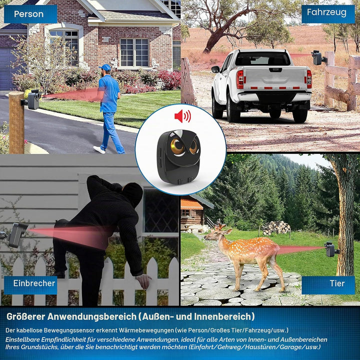 800m Reichweite drahtloses Einfahrtsalarmsystem - Bewegungssensor & Detektor-Home & Office DIY Siche