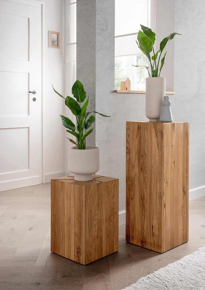 Woodroom Holzhocker Eiche massiv geölt (BxHxT 30x81x30 cm) Hocker, Stuhl Holzfarben 30x81x30 cm, Hol