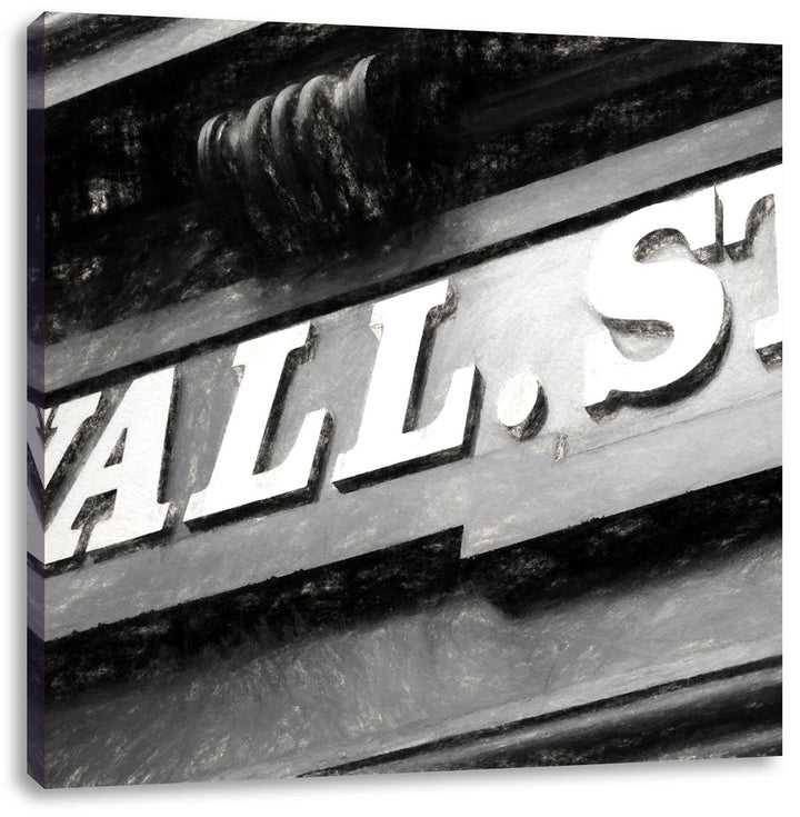 Wall Street Schild, Format: 70x70 als Leinwandbild, tolle Bilder fertig auf Holzrahmen gespannt, Kun