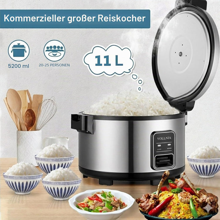 11L Liter Gewerblich Reiskocher für 20-25 Personen, Messbescher &amp; Reislöffel, mit Antihaftbeschichtu