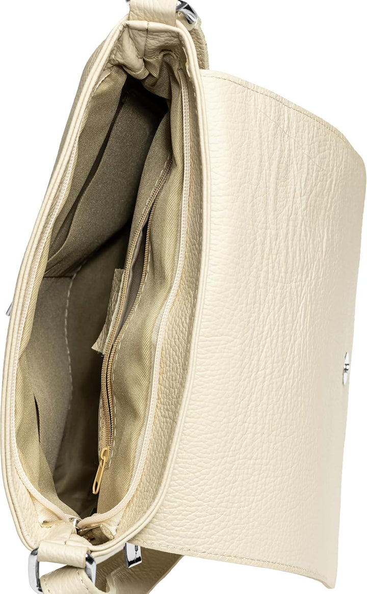 Caspar TL811 sportlich elegante Damen Umhängetasche aus Leder Einheitsgrösse Beige, Einheitsgrösse B
