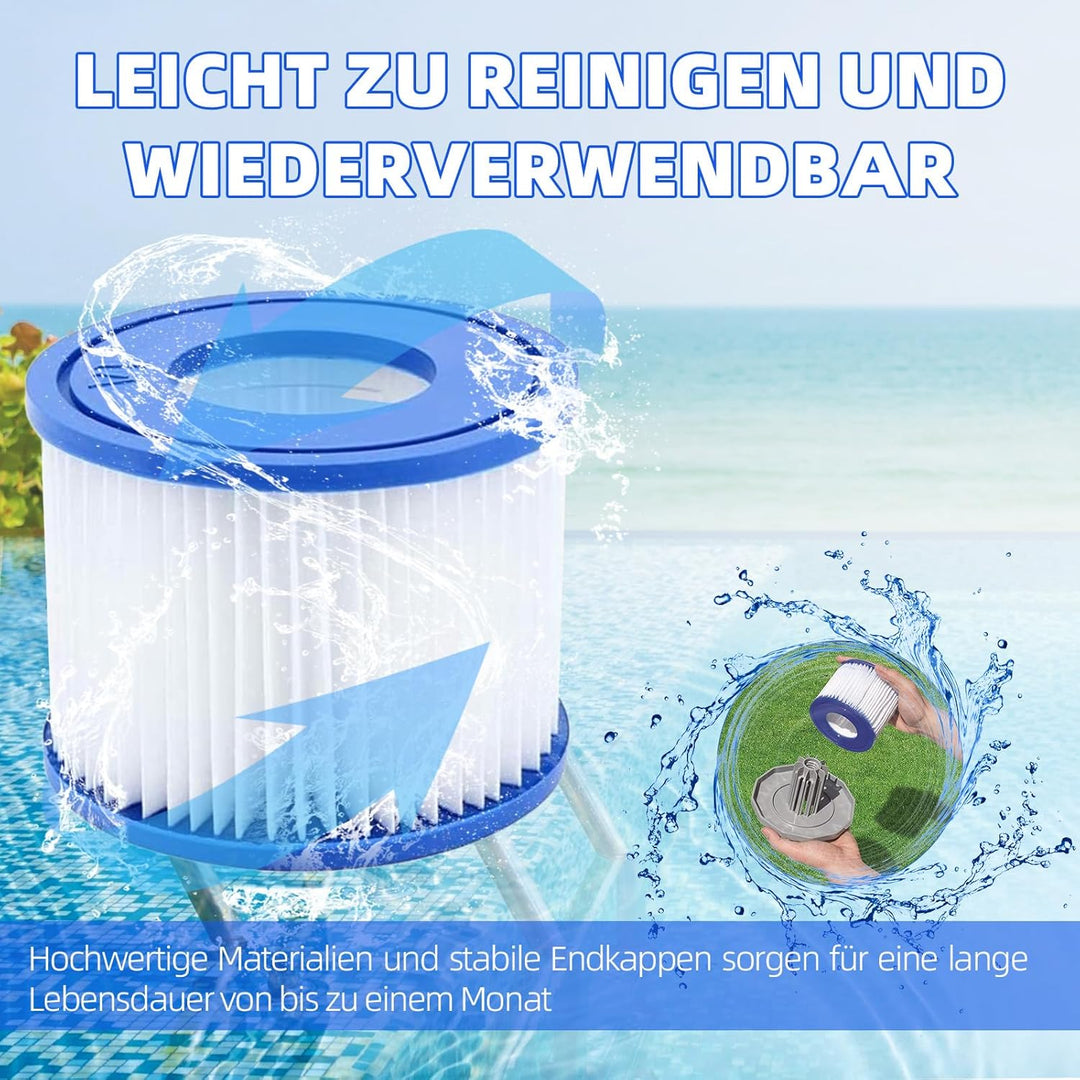 VI Filterkartusche für Pool, Flowclear Pool Filter, Filter Ersatzfilter für Lay-Z-Spa Miami, für Veg
