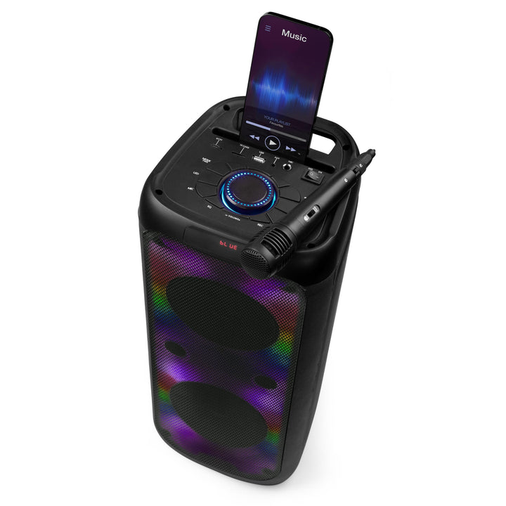 INTEMPO EE7515BLKSTKEU7 Bluetooth Karaoke Lautsprecher - Party-Stereolautsprecher mit Kabelmikrofon,