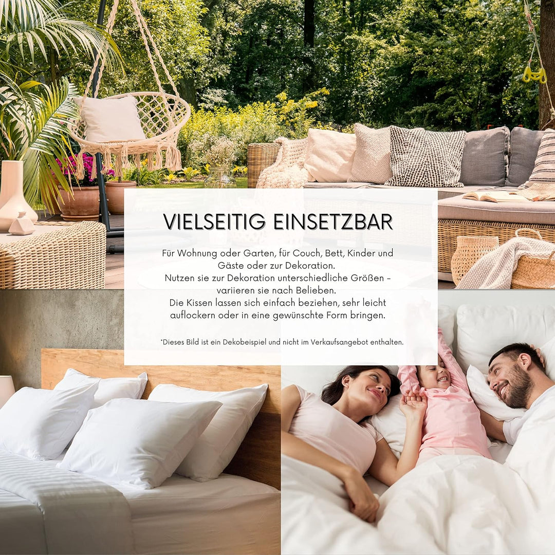 MSS e.K. 4er Set Federkissen | Grösse: 20 cm x 20 cm | Füllgewicht: je 70 Gramm | 100% Baumwolle | k