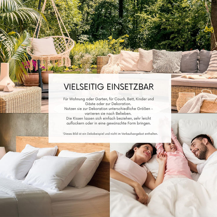 MSS e.K. 4er Set Federkissen | Grösse: 20 cm x 20 cm | Füllgewicht: je 70 Gramm | 100% Baumwolle | k