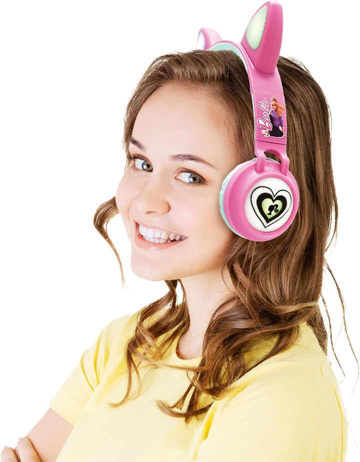Lexibook - Mattel Barbie - 2-in-1 kabellose, wiederaufladbare Kopfhörer mit Lichtern, Stereoklang, B