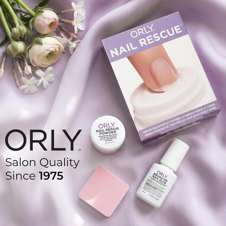 ORLY Nagel-Reparatur Set - mit Brush-On Nail Glue, Nail Repair Powder und Polierfolie - schnelle und