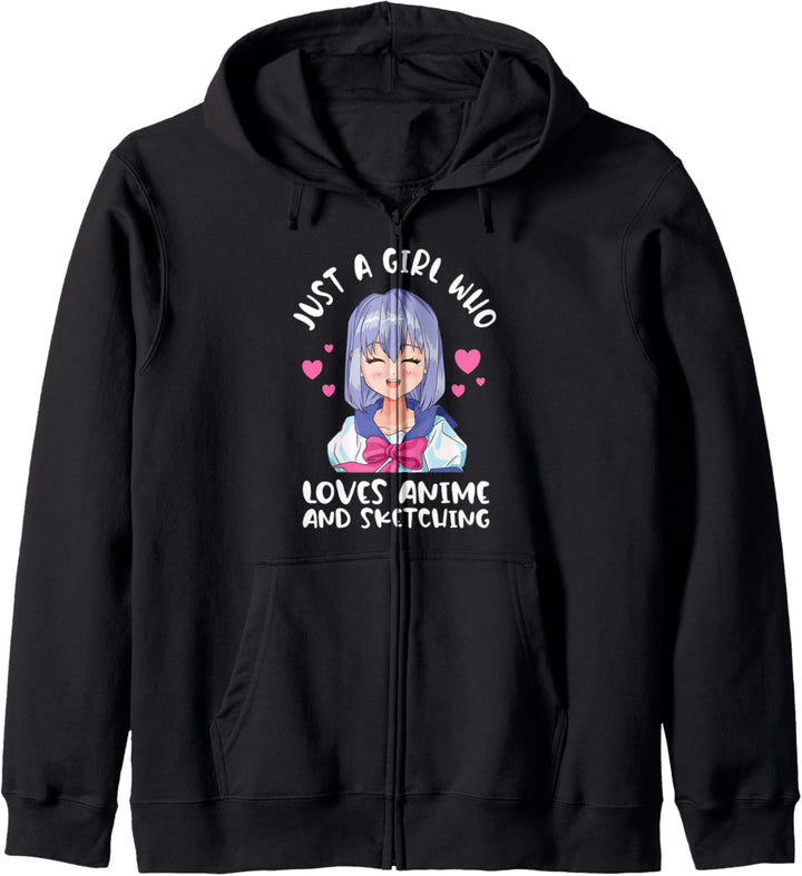Nur ein Mädchen, das Anime und Skizzieren liebt Kapuzenjacke